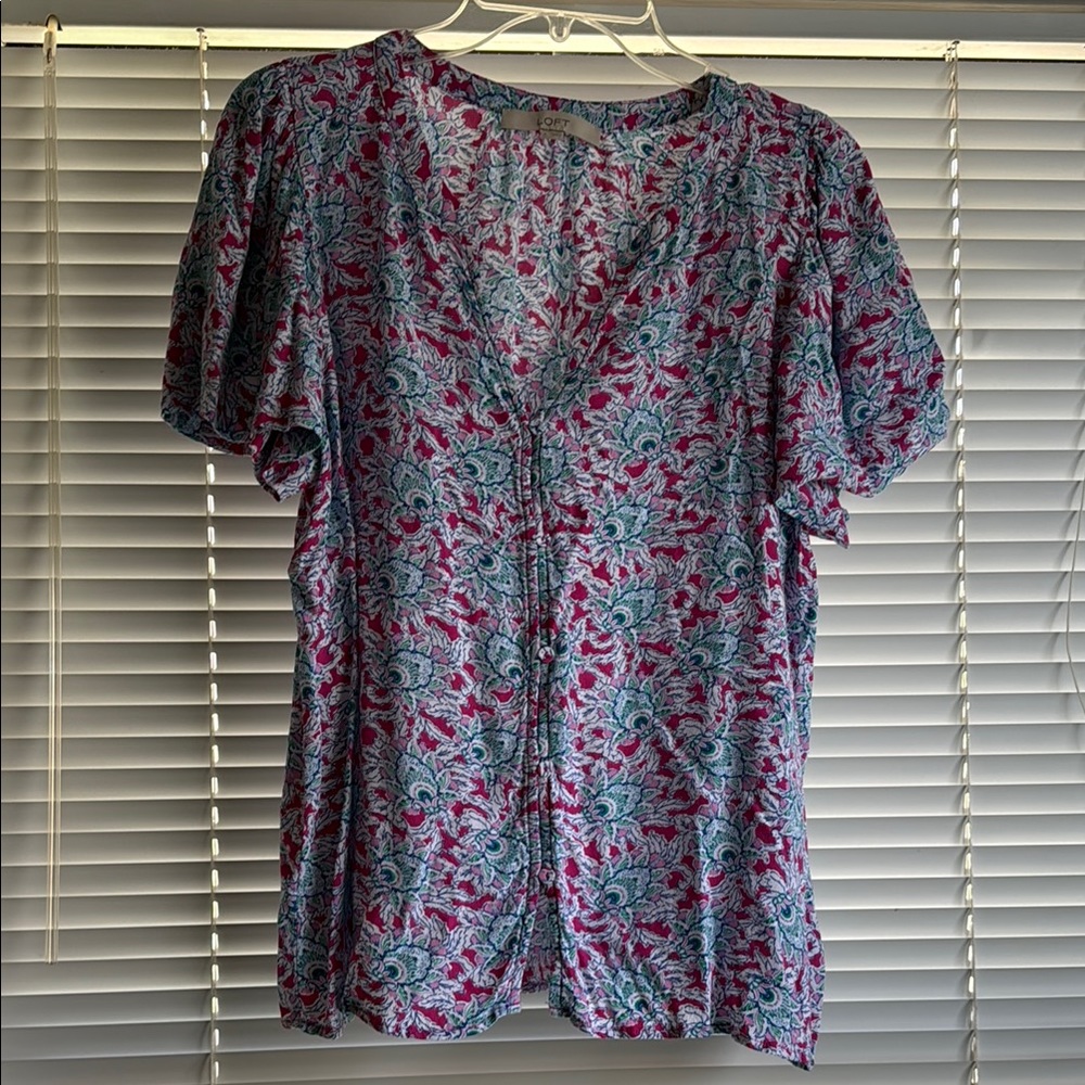LOFT Floral V-Neck Women's Blouse
